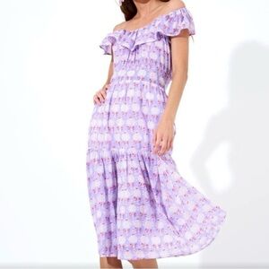 Oliphant Kerala Lavender Ruffle Midi Dress